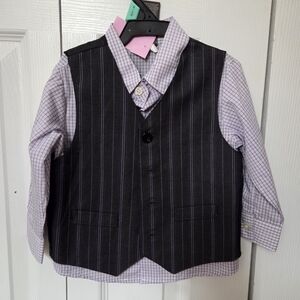 Purple Pinstripe Vest and Shirt Set 12mo